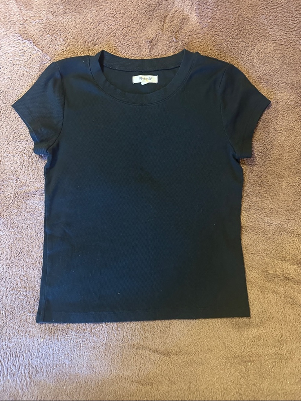 Madewell Black Ribbed Crewneck Short Sleeve Tee Medium